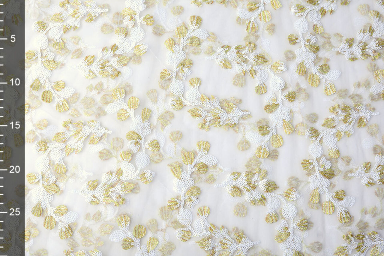 Mesh Embroidered Nola White Gold