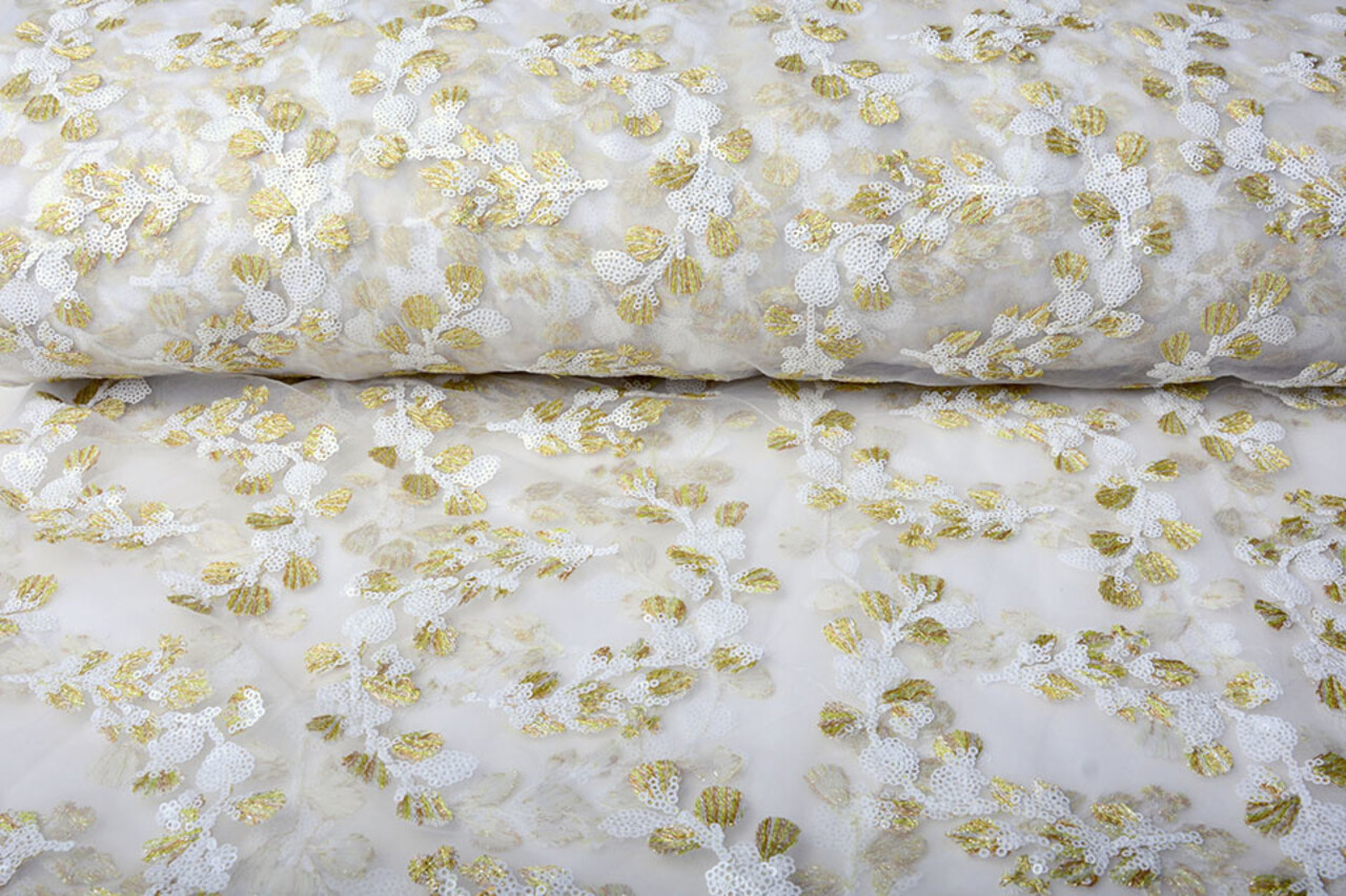 Malla Bordada Nola Blanco Dorado