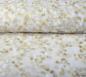 Mesh Ricamato Nola Bianco Oro Mesh Ricamato Nola Bianco Oro