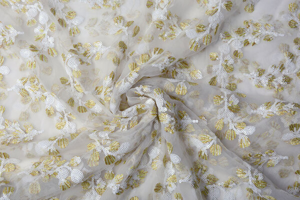 Mesh Geborduurd Nola Wit Goud
