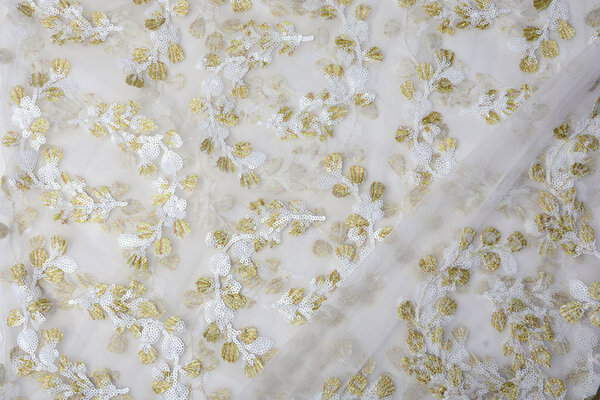 Mesh Embroidered Nola White Gold