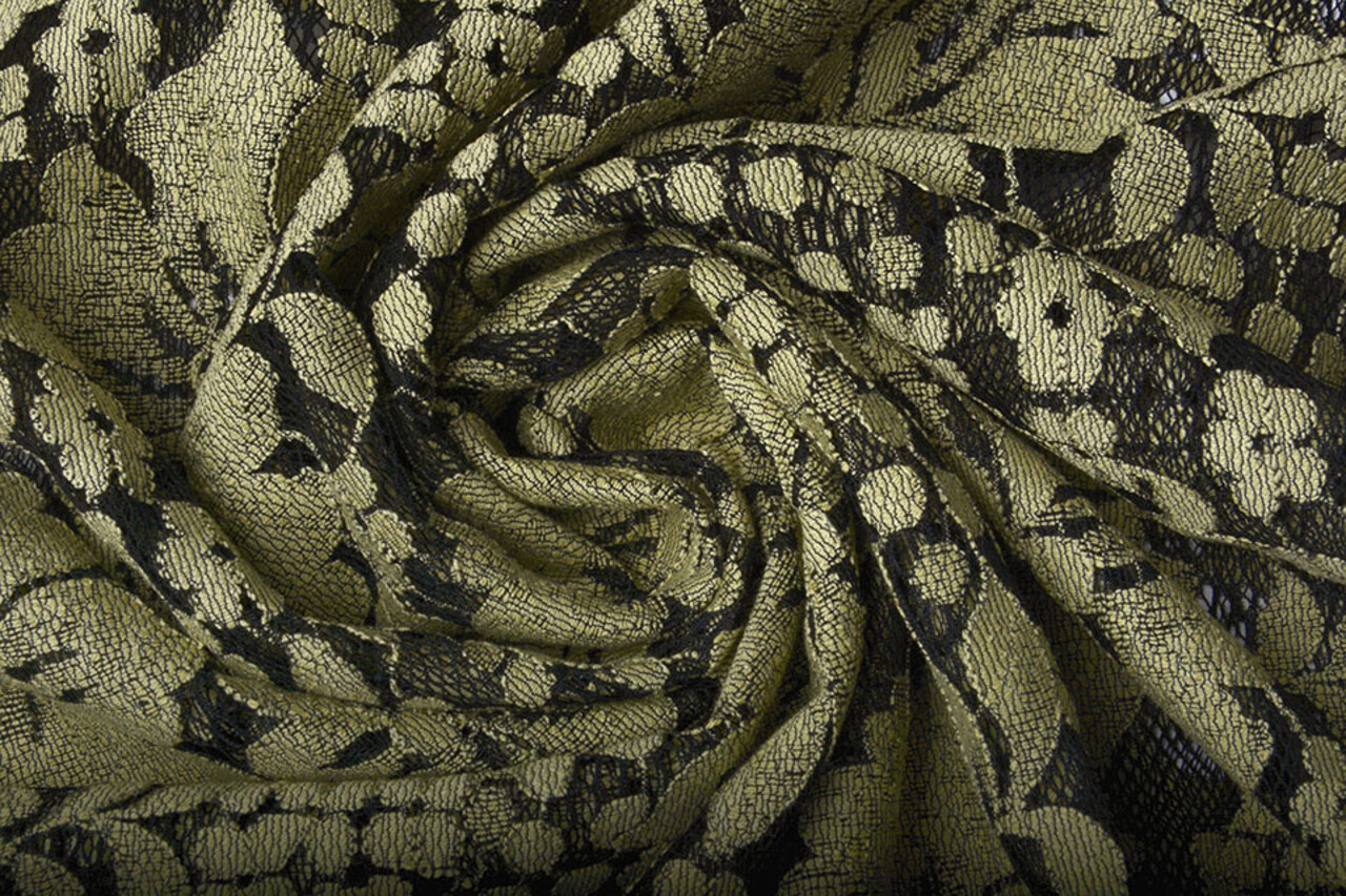 Panel Lace Flowers Luna Beige Green Panel Lace Flowers Luna Beige Green