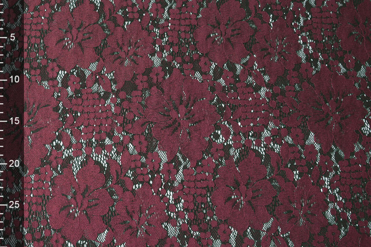 Panel Lace Flowers Luna Bordeaux