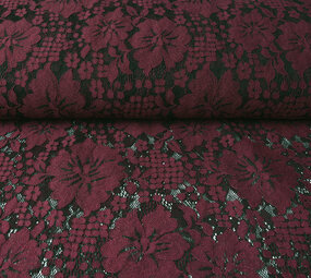 Panneau Dentelle Fleurs Luna Bordeaux
