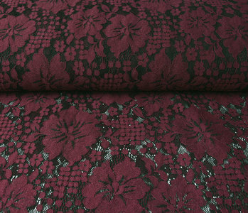 Panel Lace Flowers Luna Bordeaux