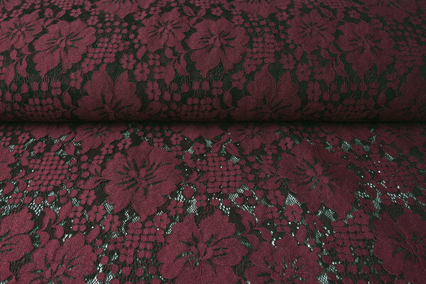 Panel Lace Flowers Luna Bordeaux