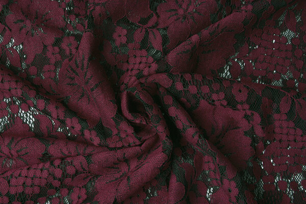 Panel Lace Flowers Luna Bordeaux
