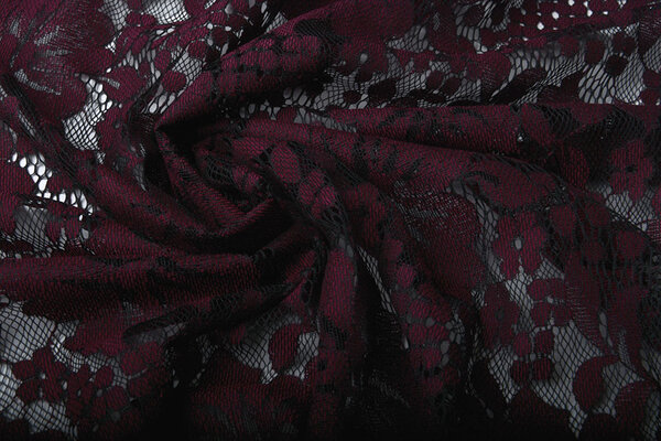 Panel Lace Flowers Luna Bordeaux