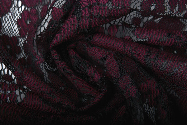 Panel Lace Flowers Luna Bordeaux
