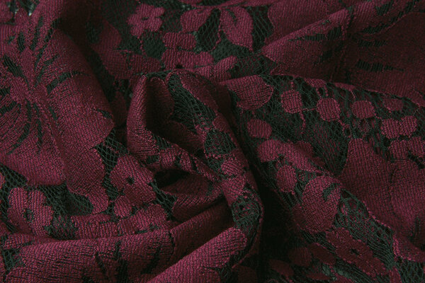 Panel Lace Flowers Luna Bordeaux