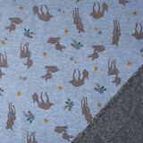 Sweatstoff Alpenfleece Baby Hirsch Jeans Melange