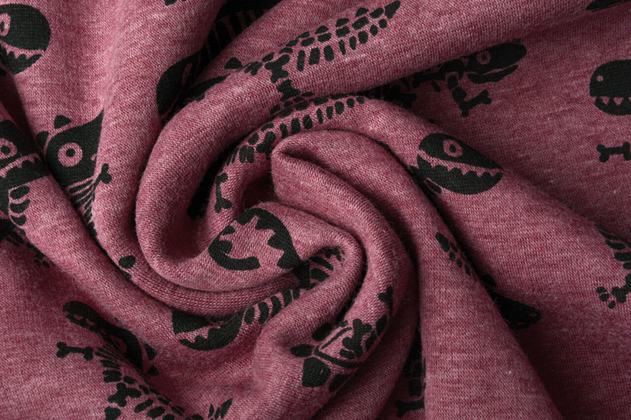Sweatstoff Alpenfleece Dino Weinrot Melange