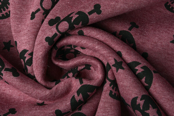 Sweatstoff Alpenfleece Schädel Weinrot Melange Sweatstoff Alpenfleece Schädel Weinrot Melange