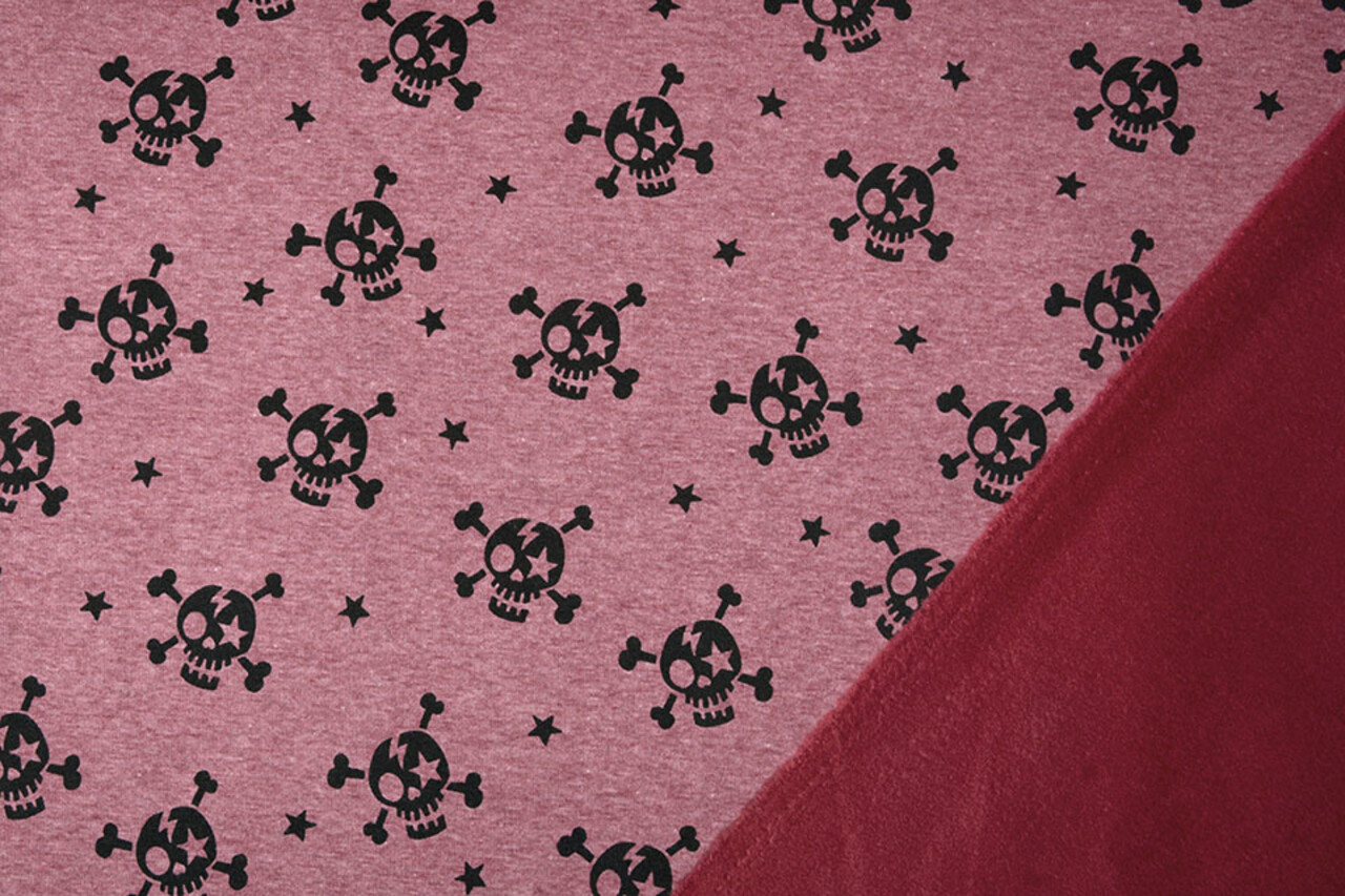 Tejido de Sudadera de Polar Alpino Doodskop Rojo Vino Jaspeado