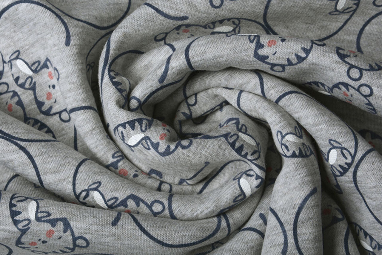 Sweatstoff Alpenfleece Löwenjunges Hellgrau Melange