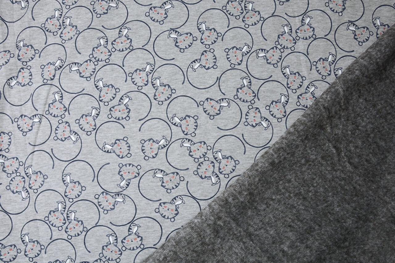 Sweatstoff Alpenfleece Löwenjunges Hellgrau Melange