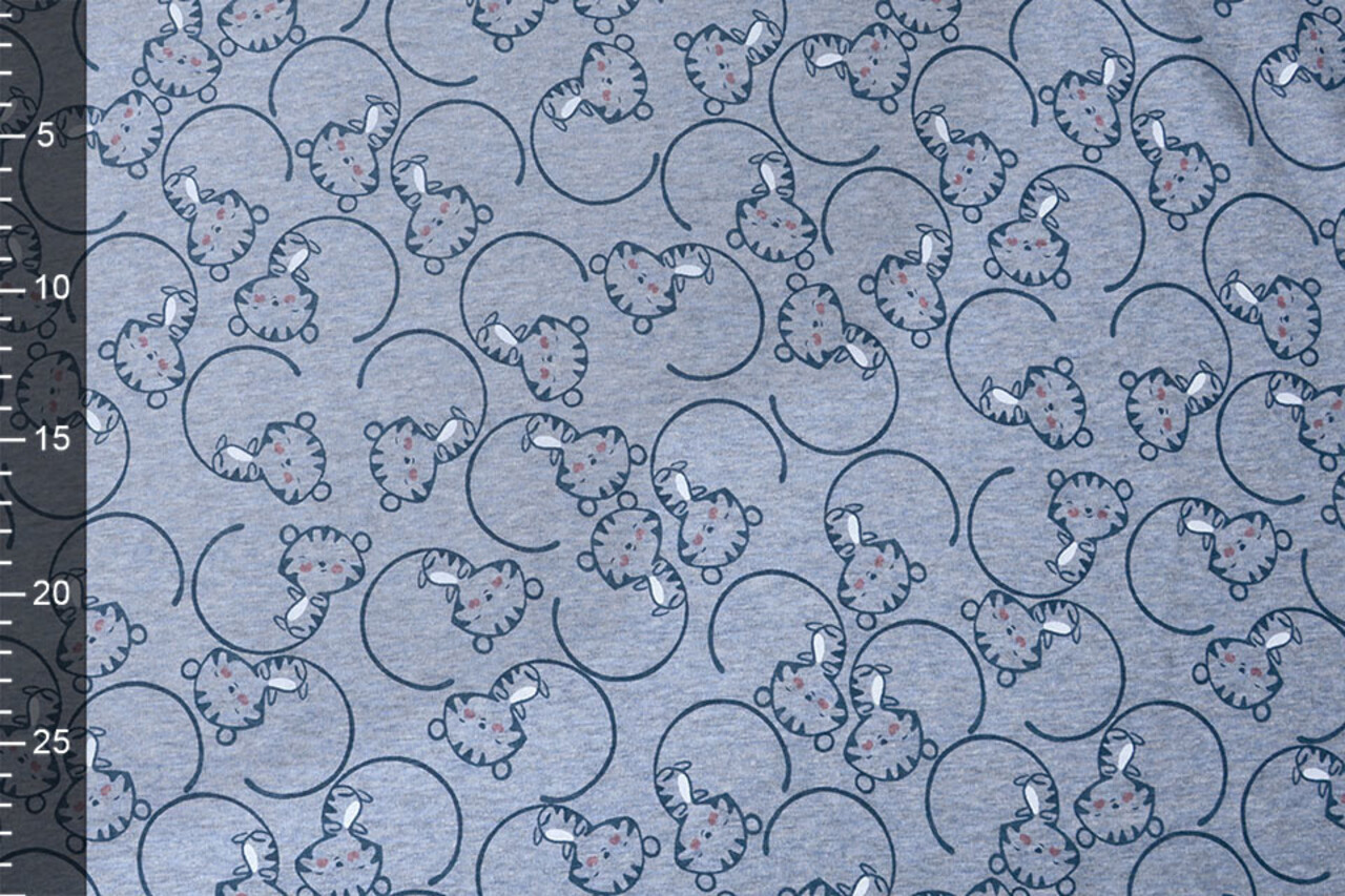 Sweatstoff Alpenfleece Löwenjunges Jeans Melange