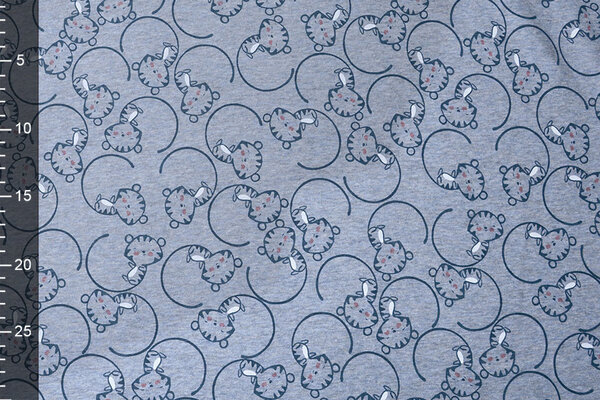 Sweatstoff Alpenfleece Löwenjunges Jeans Melange