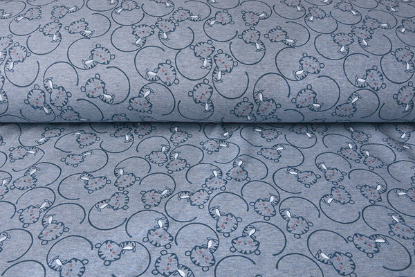 Sweatstoff Alpenfleece Löwenjunges Jeans Melange