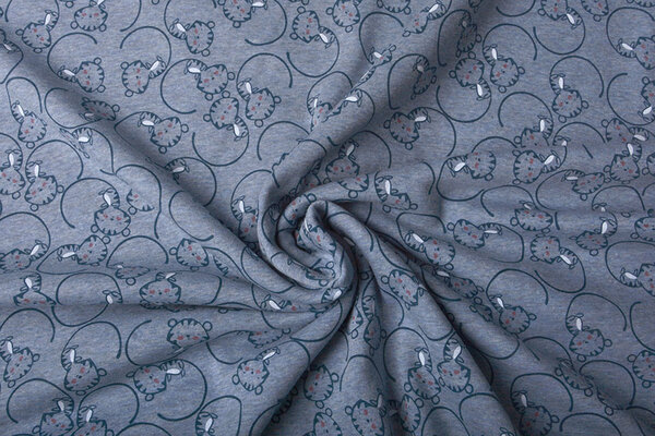 Sweatstoff Alpenfleece Löwenjunges Jeans Melange