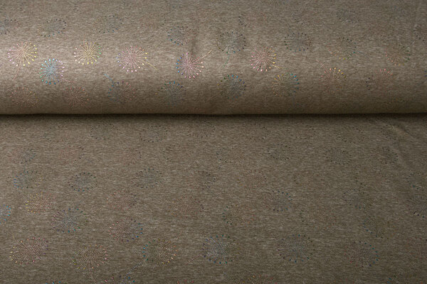 Sweatstoff Alpenfleece Löwenzahn Fallen Taupe Melange