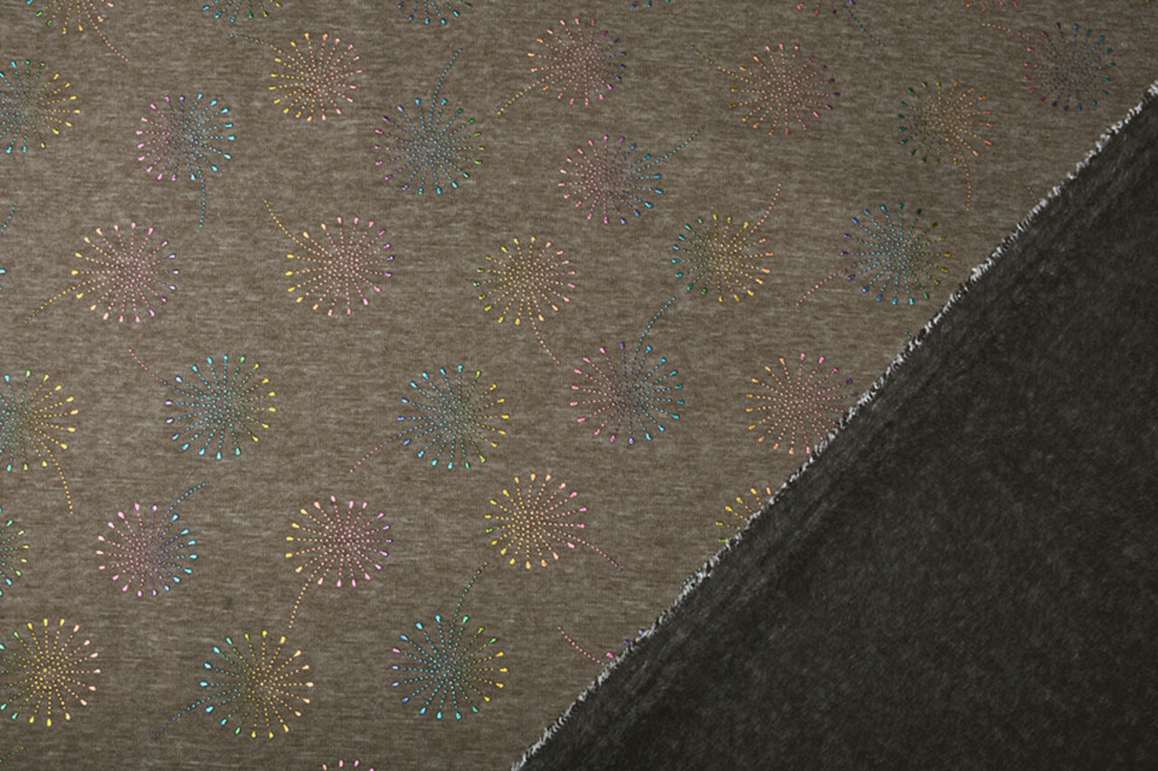 Sweatstoff Alpenfleece Löwenzahn Fallen Taupe Melange