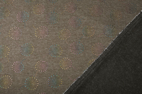 Sweatstoff Alpenfleece Löwenzahn Fallen Taupe Melange