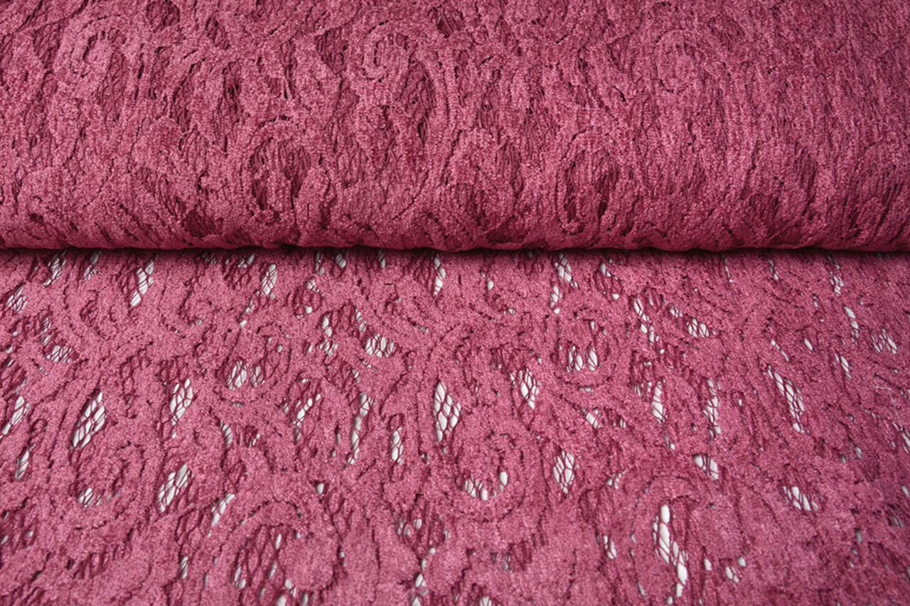 Velours Kant Julia Donker Oud Roze