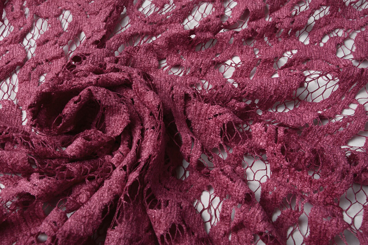 Velours Kant Julia Donker Oud Roze