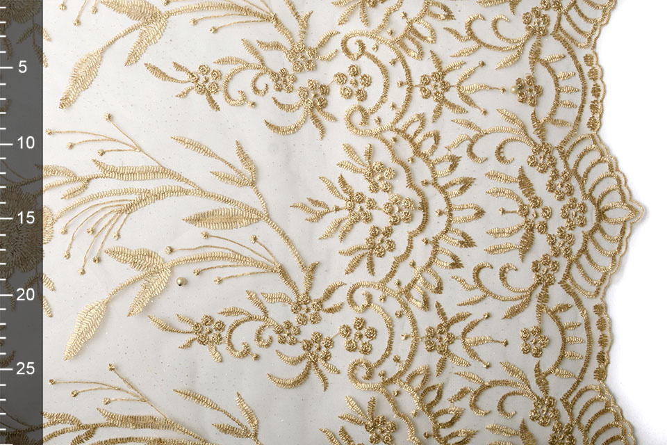 Mesh Embroidered Pearl Beth Gold