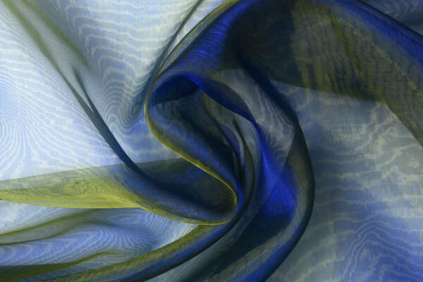 Organza Two-Tonalità Blu-Giallo Organza Two-Tonalità Blu-Giallo