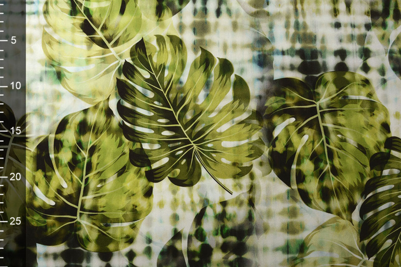 Digital Baumwoll Stretch Monstera Palmblatt Grün Digital Baumwoll Stretch Monstera Palmblatt Grün