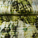 Digitale Stretch Cotone Monstera Palmblad Verde