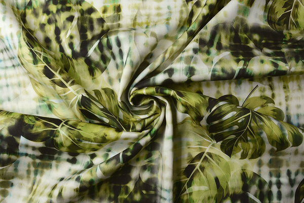 Digital Stretch Cotton Monstera Palm Leaf Green Digital Stretch Cotton Monstera Palm Leaf Green