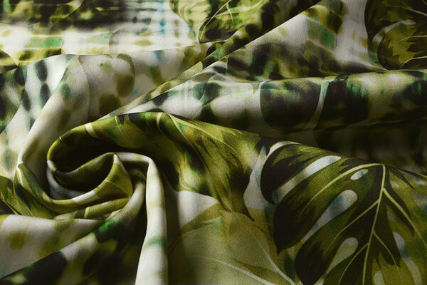 Digital Stretch Cotton Monstera Palm Leaf Green Digital Stretch Cotton Monstera Palm Leaf Green