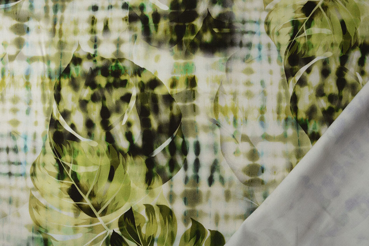 Digital Stretch Cotton Monstera Palm Leaf Green Digital Stretch Cotton Monstera Palm Leaf Green