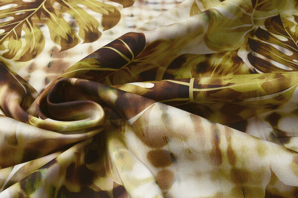 Digital Stretch Cotton Monstera Palm Leaf Brown Digital Stretch Cotton Monstera Palm Leaf Brown