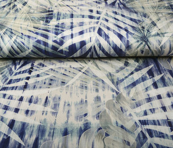 Digital Stretch Cotton Tropical Blue