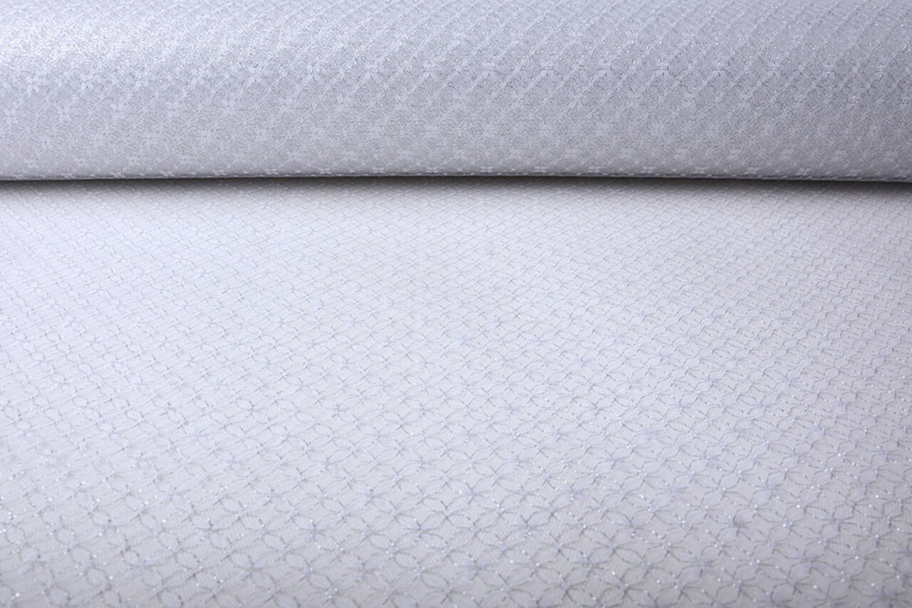 Lurex op Tule Brilo Bloemen Zilver Lurex op Tule Brilo Bloemen Zilver