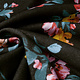 Oeko-Tex®  Sweatstoff Alpenfleece Denim Große Blumen Schwarz