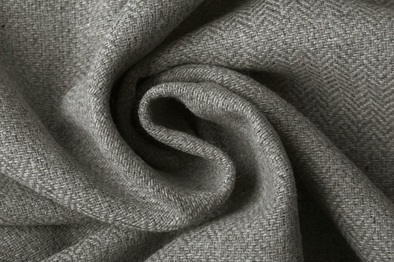 Poly Wool Herringbone Gray Poly Wool Herringbone Gray