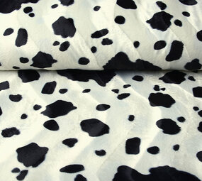 Velboa Koeienprint Zwart-Off-White