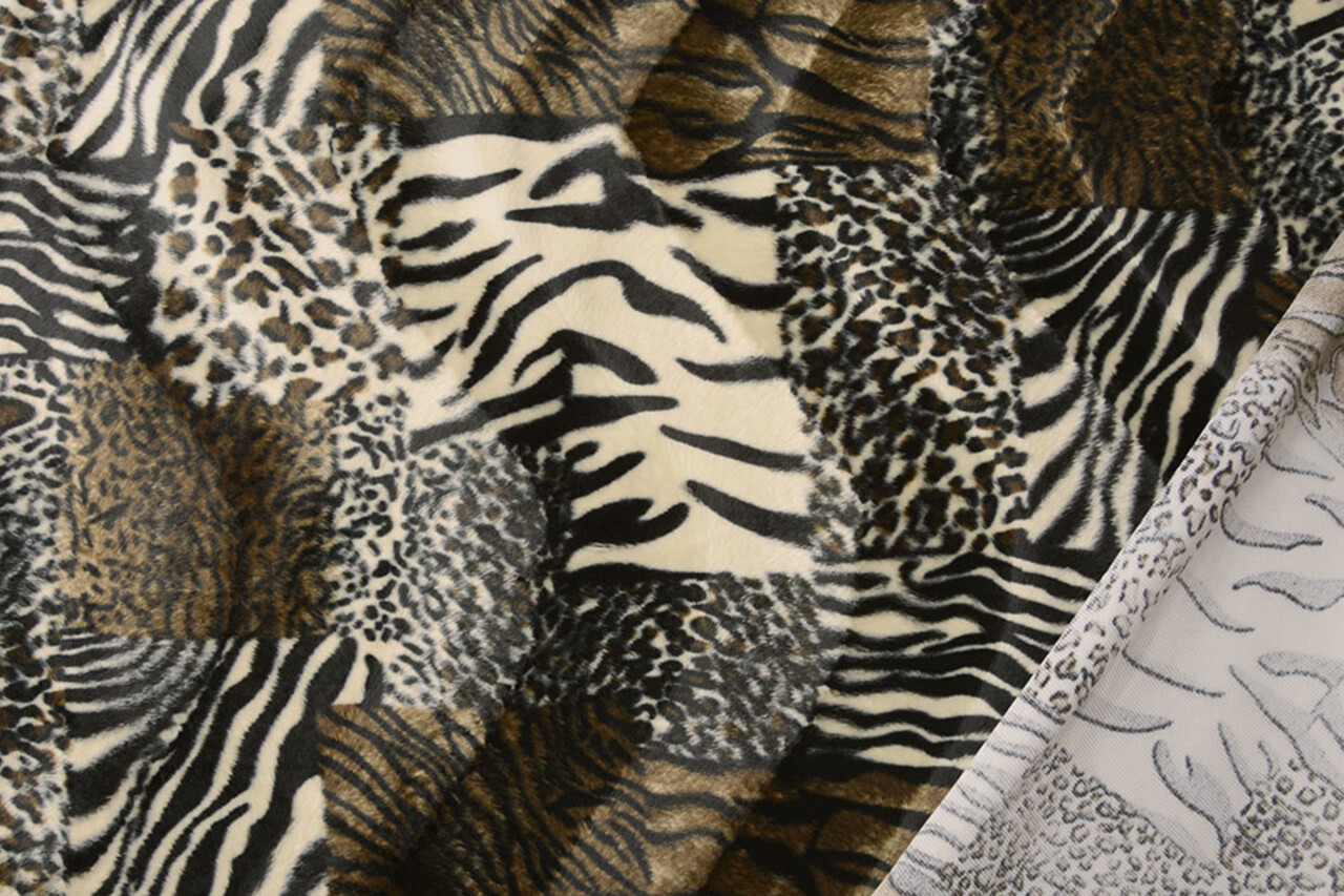 Velboa Patchwork Dierenprint