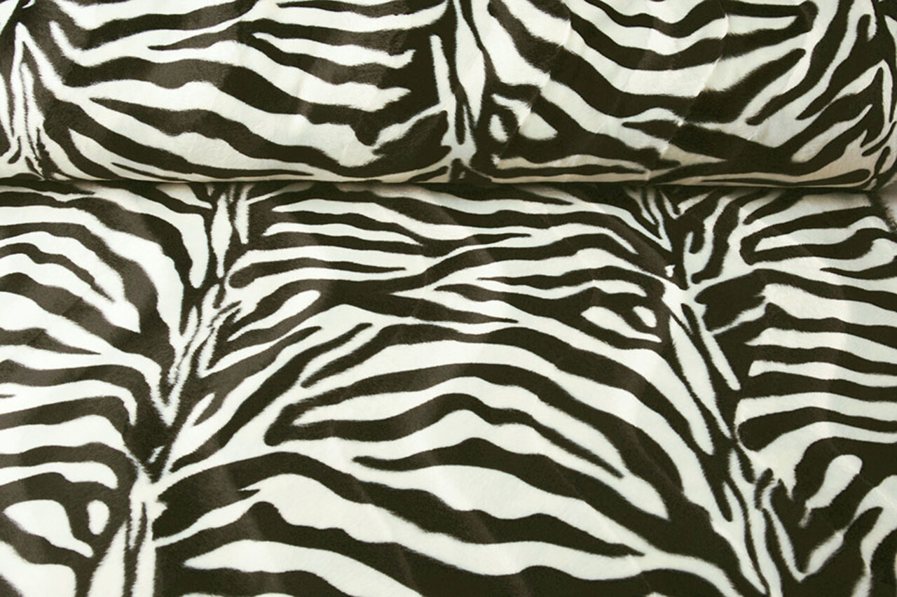 Velboa Zebramotiv Groß Schwarz-Off-White