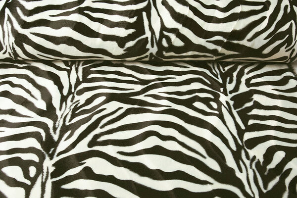 Velboa Zebramotiv Groß Schwarz-Off-White