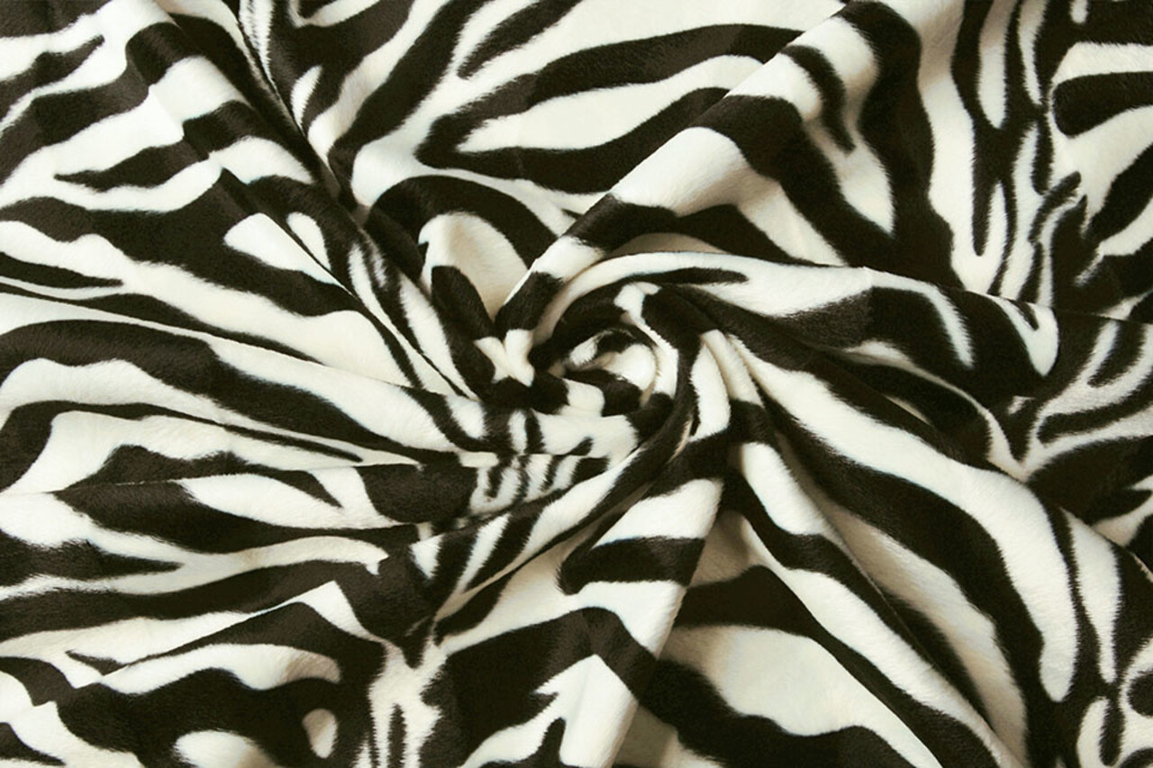 Velboa Zebramotiv Groß Schwarz-Off-White