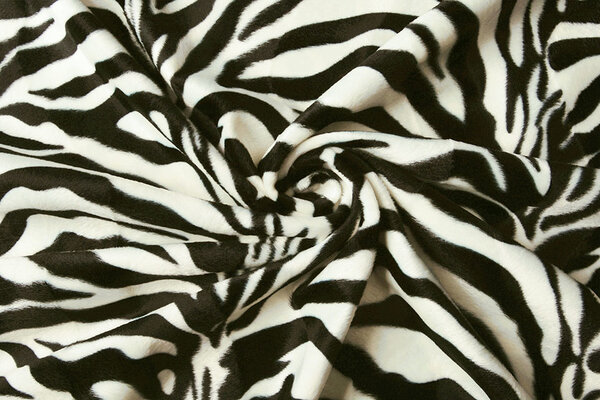 Velboa Zebramotiv Groß Schwarz-Off-White