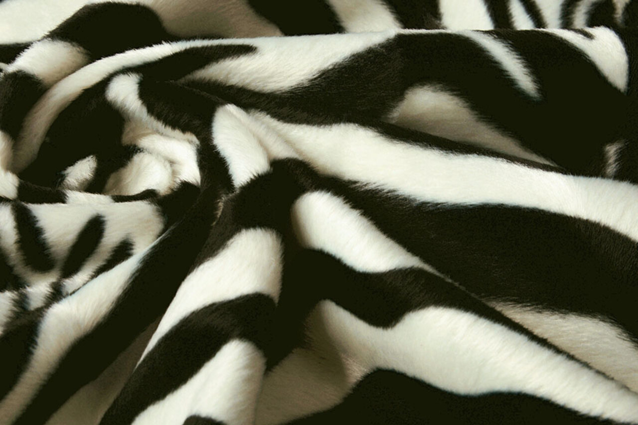 Velboa Estampado de Cebra Grande Negro-Blanco Roto Velboa Estampado de Cebra Grande Negro-Blanco Roto