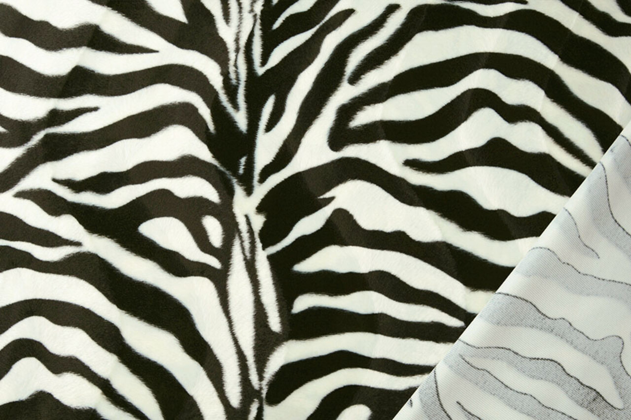 Velboa Zebramotiv Groß Schwarz-Off-White