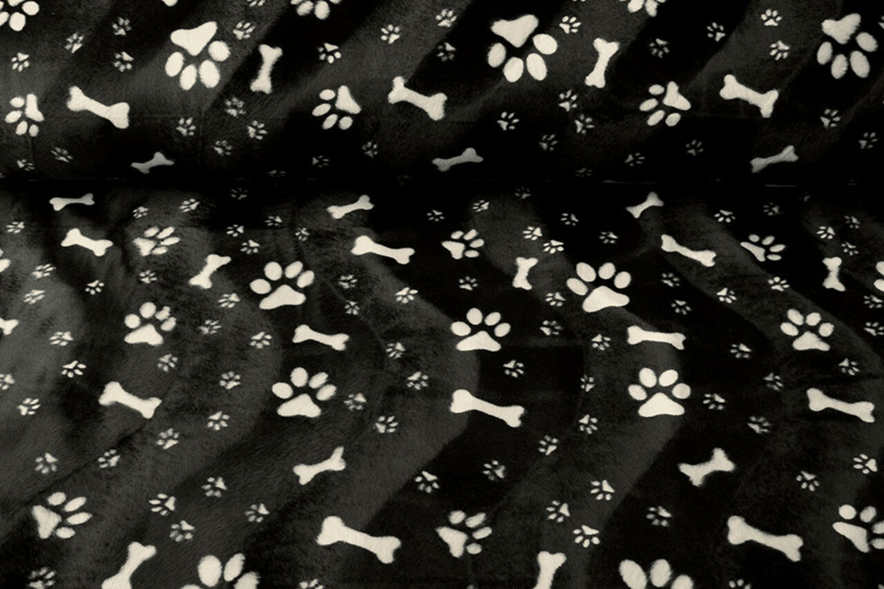 Velboa Dog Paws with Bone Black Velboa Dog Paws with Bone Black